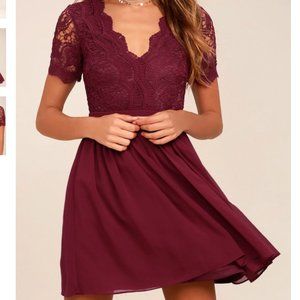 Lulu's Burgundy Lace Skater Dress